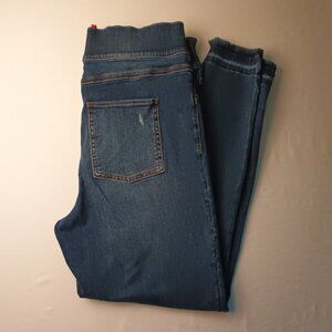 Spanx Jean Ankle Leggings Size 1X High Rise Skinny Leg Medium Dark Wash